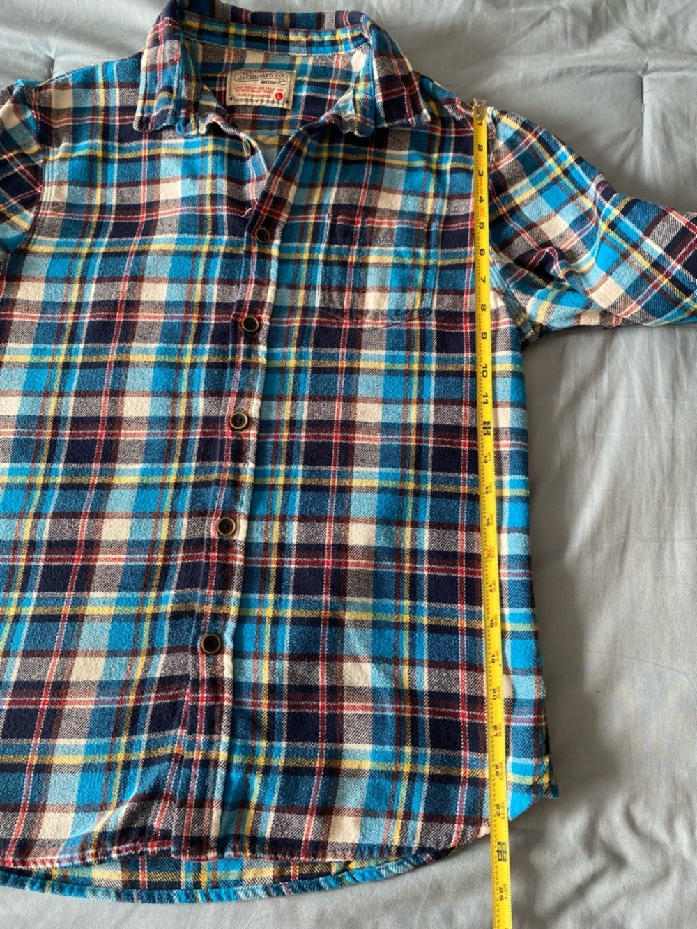 Original Jachs Mfg Co Blue Plaid Flannel Shirt Men’s Large Button Down Gorpcore - Picture 8 of 9